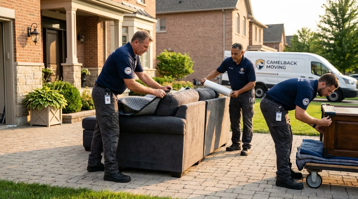 Large estate moving crew wrapping furniture in Fredericktown, MO